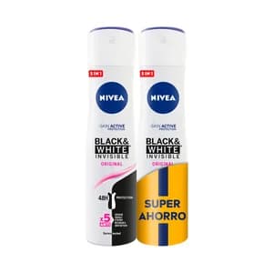NIVEA Invisible Black & white original Desodorante para mujer en spray, con protección hasta 48 horas 2 x 200 ml.