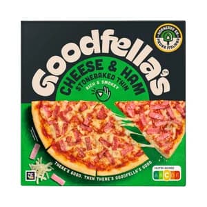 GOODFELLA´S Pizza de jamón y queso, horneada en piedra para una base fina y crujiente 351 g.