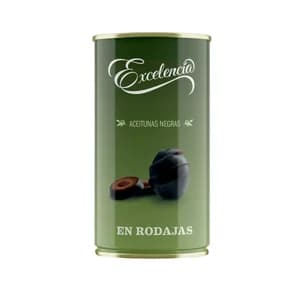 EXCELENCIA Aceitunas negras sin hueso en rodajas EXCELENCIA lata de 175 g.