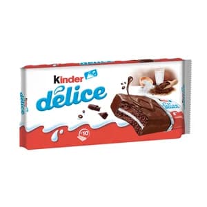 KINDER DELICE Bizcocho de chocolate relleno de crema de leche pack de 10 uds.