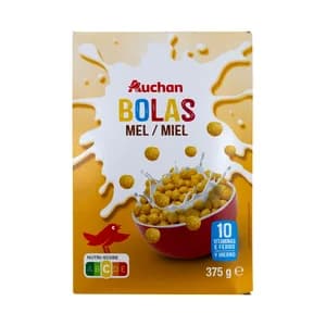 PRODUCTO ALCAMPO Cereales con forma de bola de maiz, trigo y avena con miel 375 g.