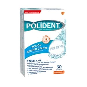 POLIDENT Pastillas limpiadoras de prótesis dentales, con acción desinfectante POLIDENT 30 uds.