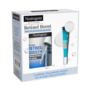 NEUTROGENA Retinol boost Rutina anti-edad (sérum facial intenso de noche + fluido hidratante con FPS 50).
