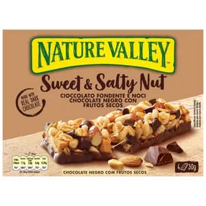 NATURE VALLEY Barritas de frutos secos con chocolate negro pack 4 uds. x 30 g.