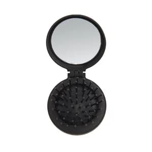 COSMIA Mini cepillo redondo plegable con espejo, para todo tipo de cabellos.