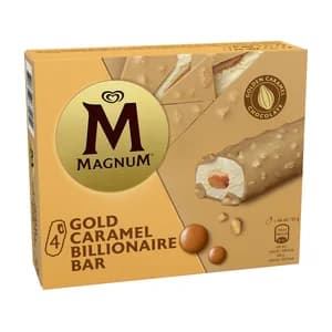 MAGNUM Helado sabor galleta con salsa de caramelo recubierto de chocolate blanco con caramelo y trocitos de galleta 4x64 ml.