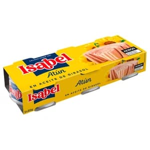 ISABEL Atún en aceite de girasol, pack 3 uds. x 52 g.