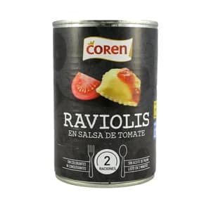 COREN Raviolis al huevo con salsa de tomate en lata 420gr