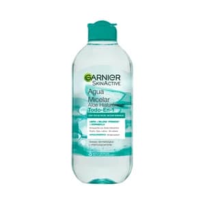 GARNIER Agua micelar todo en 1, con aloe vera y ácido Hialurónico para todo tipo de pieles GARNIER Skin active 400 ml.