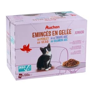PRODUCTO ALCAMPO Alimento gatos húmedos, bolsas pescado junior en gelatina 12 uds. x 100 g.