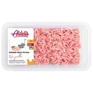 Preparado de carne burger meat de pollo ALDELÍS 380 gr.