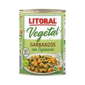 LITORAL Garbanzos con espinacas 425 g.