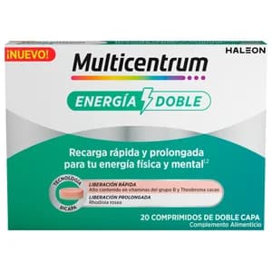 MULTICENTRUM Energía doble Complemento alimenticio a base de vitaminas y minerales 20 comprimidos.