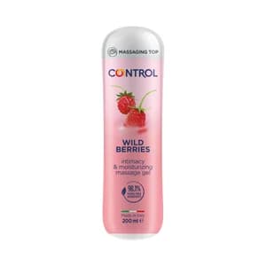 CONTROL Gel de masaje 3 en 1 de base acuosa y aroma a frutos del bosque CONTROL 200 ml.