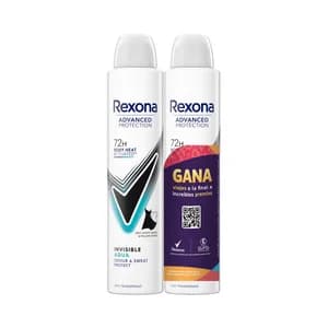 REXONA Advanced protection invisible aqua Desodorante en spray para mujer con protección 72 horas 2 x 200 ml.