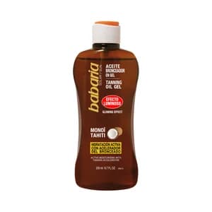 BABARIA Aceite bronceador con textura gel, y acción hidratante y acelerador del bronceado 200 ml.