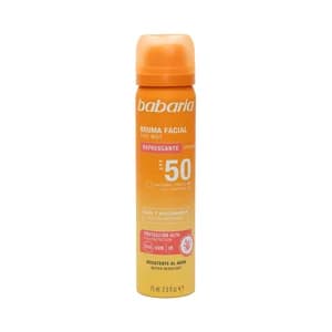 BABARIA Bruma facial refrescante de uso diario con FPS 50 (muy alto) 75 ml.