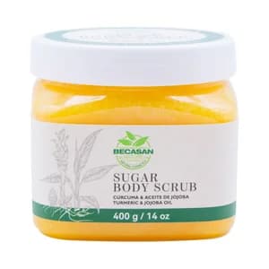 BECASAN NATURE Exfoliante corporal a base de azúcar, con cúrcuma y aceite de jojoba 400 g.