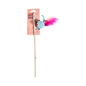 PRODUCTO ALCAMPO Juguete para gatos palo de madera 40 cm con ratón.