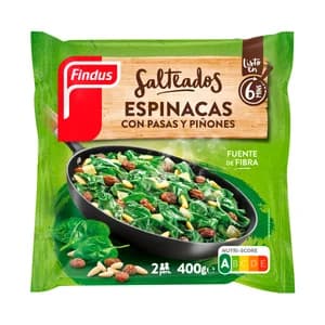 FINDUS Salteado de espinacas con pasas y piñones 400 g.