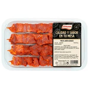 EMCESA Bandeja de pinchos de jamón de cerdo adobado (pinchos morunos) 4 x 80 g.