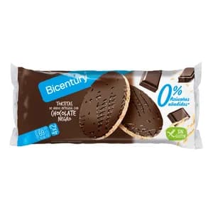 BICENTURY Tortita de arroz integral con chocolate negro, sin azúcares añadidos, sin gluten BICENTURY 130 g.
