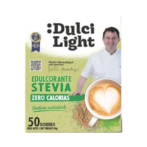 DULCILIGHT Edulcorante (Stevia) de sabor natural y zero calorias 50 sobres.