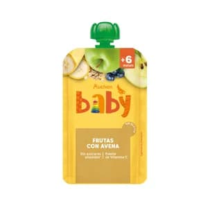 PRODUCTO ALCAMPO Bolsita (pouch) de frutas con avena, a partir de 6 meses 120 g.