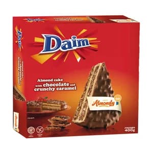 ALMONDY Tarta de chocolate con trozos de caramelo crocante bañados en chocolate de leche, sin gluten 400 g.