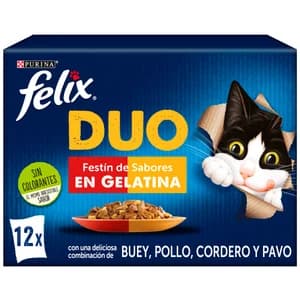 PURINA FELIX Alimento gatos húmedo Fantastic Duo 12 uds. x 85 g.