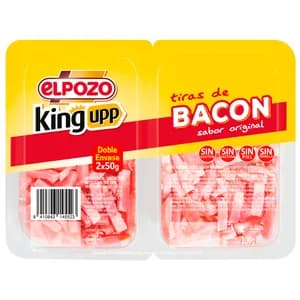 EL POZO King upp Bacon cortado en tiras, sin piel ni ternilla 2 x 50 g.