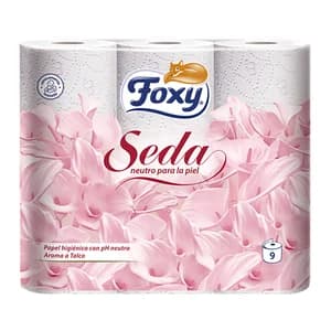 FOXY Seda Papel higiénico con ph neutro y aroma a talco 9 rollos