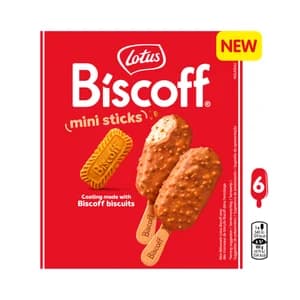 LOTUS Biscoff Mini helados de galleta caramelizada, con trozos de galleta caramelizada 6 x 50 ml.