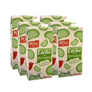 AUCHAN Leche desnatada de vaca 6 x 1l. Producto Alcampo