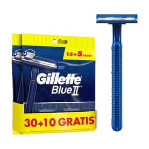 GILLETTE Máquina de afeitar desechable con cabezal fijo de doble hoja GUILLETTE Blue II 40 uds.