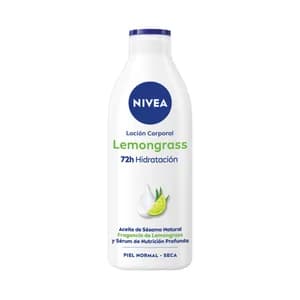NIVEA Loción corporal (body milk) hidratante con aroma a lemongrass, para pieles normales a secas 400 ml.
