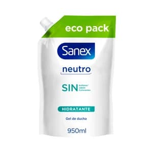 SANEX Sin neutro Recarga de gel hidratante para baño o ducha, para todo tipo de pieles 950 ml.