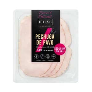 FRIAL Pechuga de pavo reducida en sal y cortada en finas lonhcas FRIAL 100 g.