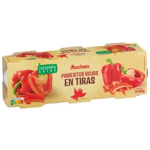 PRODUCTO ALCAMPO Pimientos rojos al natural tiras 3X60g.