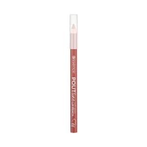 ESSENCE Poutline soft glide tono 01 Like to mauve it nude con matiz malva Lápiz de labios con cobertura completa.