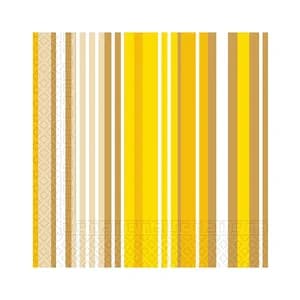 20 servilletas MACADAMIA de rayas de colores amarillos, 33x33cm.