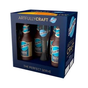 BLUE MOON Pack cervezas belgian white 4 uds. x 33 cl + Vaso de regalo
