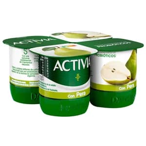 ACTIVIA Bifidus con trocitos de jugosa pera de Danone 4 x 120 g.
