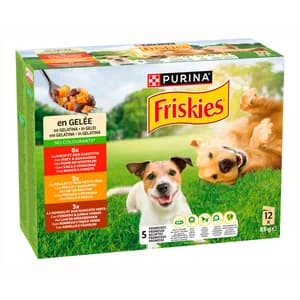 FRISKIES Alimentación de perro húmeda bolsa de gelatina pollo, cordero, buey 12 x 85 g