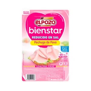 EL POZO Bienstar Pechuga de pavo con contenido reducido en sal, cortada en lonchas finas 65 g.