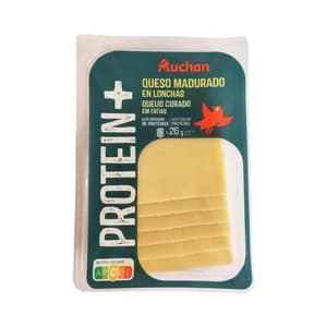 AUCHAN Queso curado en lonchas con extra de proteínas 150 g. Producto Alcampo