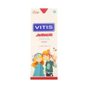 VITIS Enjuague bucal diario, con flúor y sin alcohol, con sabor a Tutti Frutti, a partir de 6 años VITIS Junior 500 ml.