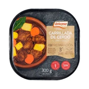 EMCESA Carrilladas de cerdo al vino dulce, listas para calentar y comer 300 g.