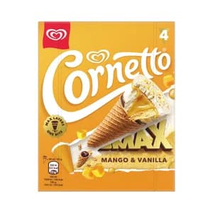 CORNETTO Max de Frigo Helado de mango y vainilla con chocolate blanco 4 x 90 ml.