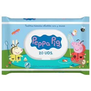 PEPPA PIG Toallitas húmedas infantiles para la limpieza de cara y manos PEPPA PIG 20 uds.